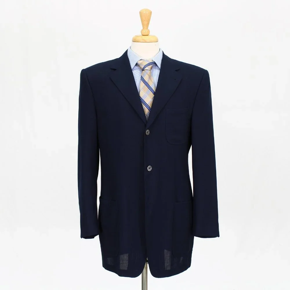 Canali 42L Navy Solid 3-Button Sport Coat Blazer Jacket V631